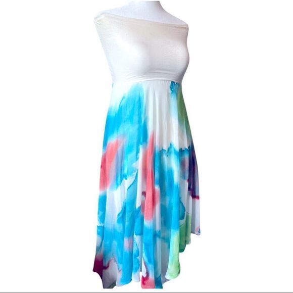 Flowy Summer Strapless Crop Top Dress - Picture 3 of 4